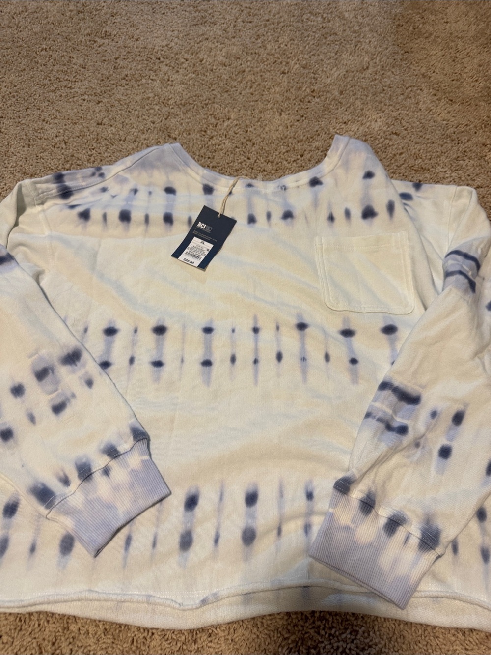 Universal Thread White and Blue Tie-Dye Pullover Sweatshirt - Picture 3 of 5